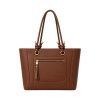 Totzen Brown Knotted Handle Front Pocket Tote Bag