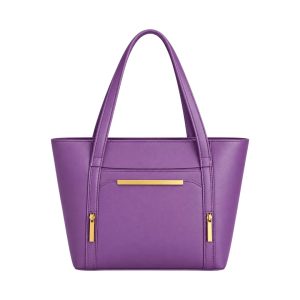Nostra Faux Leather Tote Bag with Front Pocket and Side Zippers
